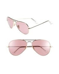 Ray-Ban Original Aviator 58mm Polarized Sunglasses Pink One Size