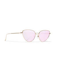 Illesteva Rebecca Cat Eye Gold Tone Mirrored Sunglasses