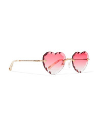 Chloé Rosie Heart Shaped Gold Tone Sunglasses