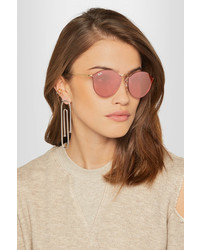 Ray-Ban Round Frame Gold Tone Mirrored Sunglasses Pink