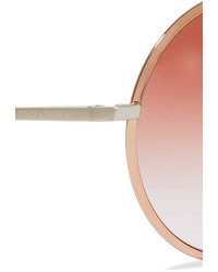 Dolce & Gabbana Round Frame Rose Gold Tone Sunglasses Pink