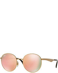 Ray-Ban Round Mirrored Sunglasses Goldenpink