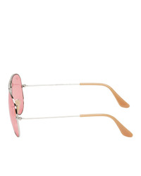 Ray-Ban Silver And Pink Aviator Sunglasses