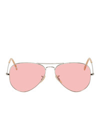 Ray-Ban Silver And Pink Aviator Sunglasses