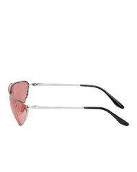 Prada Silver And Pink Metal Oval Sunglasses