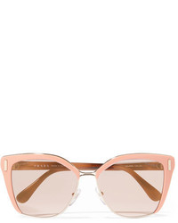 Prada Square Frame Acetate And Gold Tone Sunglasses Pink