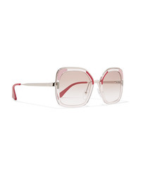 Prada Square Frame Acetate And Silver Tone Sunglasses