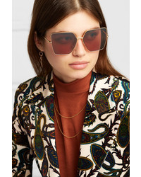 Gucci Square Frame Gold Tone Sunglasses
