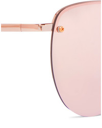 Le Specs The King D Frame Silver Tone Mirrored Sunglasses Pink