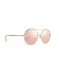 Rag & Bone Vittoria Round Frame Gold Tone Mirrored Sunglasses