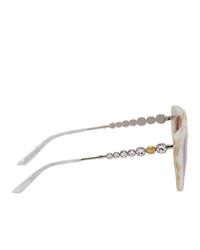 Gucci White Exaggerated Cat Eye Sunglasses