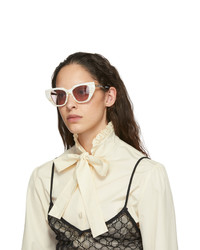 Gucci White Exaggerated Cat Eye Sunglasses