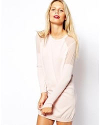 Asos Collection Knitted Sweater Dress With Sheer Mesh Inserts