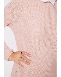 Missguided Ashlie Knitted Sweater Dress Pink