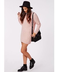 Missguided Ashlie Knitted Sweater Dress Pink