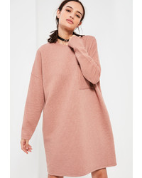 Missguided Nude Ribbed Pocket Sweater Dress