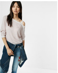 Express Asymmetrical Strappy Shoulder Sweater