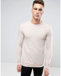 Asos Lightweight Muscle Sweatshirt In Light Pink