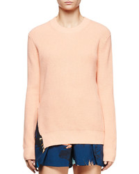 Proenza Schouler Long Sleeve Cross Back Ribbed Sweater Coral