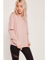 Missguided Double Layered Sleeve Sweatshirt Pink