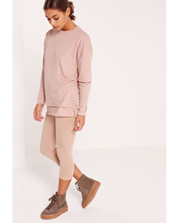 Missguided Petite Pink Double Layer Raw Edge Sweater