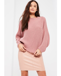 Missguided Pink Batwing Cropped Sweater