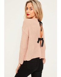 Missguided Pink Bow Back Sweater