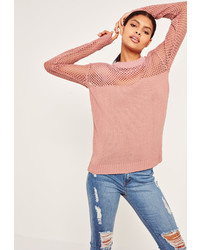 Missguided Pink Open Stitch Sweater