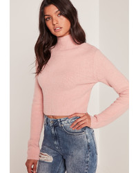 Missguided Pink Turtle Neck Basic Sweater