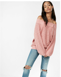Express Off The Shoulder Lace Up Bucket Sleeve Tunic