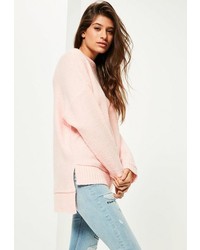 Missguided Pink Exposed Seam Sweater