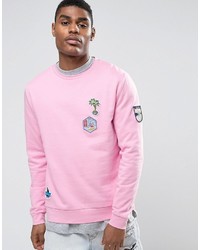 Asos Sweatshirt With Badges In Pink