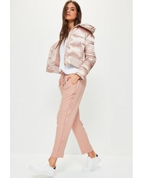 Missguided Tall Nude Crepe Satin Side Seam Joggers