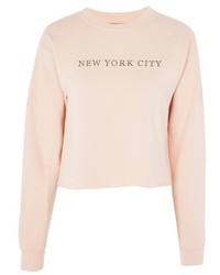 Topshop New York City Slogan Embroidered Sweatshirt