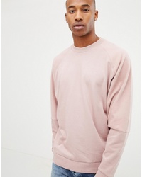ASOS DESIGN Oversized Sweatshirt With Reverse Brushback Sleeves In Pink