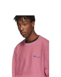 Champion Reverse Weave Pink Small Script Sweatshirt