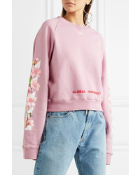 Off-White Printed Cotton Jersey Sweatshirt Baby Pink