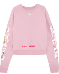 Off-White Printed Cotton Jersey Sweatshirt Baby Pink