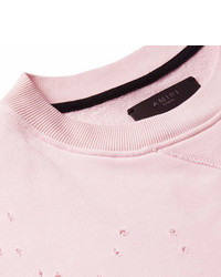 Amiri Shotgun Distressed Loopback Cotton Jersey Sweatshirt