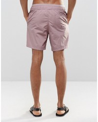 Asos Brand Mid Length Swim Shorts In Pink With Double Waistband