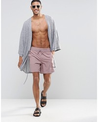 Asos Brand Mid Length Swim Shorts In Pink With Double Waistband