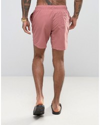Asos Swim Shorts In Dark Pink Mid Length