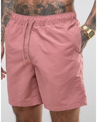 Asos Swim Shorts In Dark Pink Mid Length