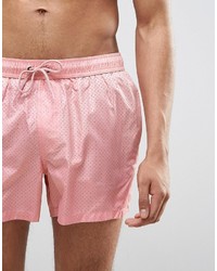 Asos Swim Shorts In Pink Wet Look Mesh In Short Length