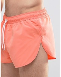 Asos Swim Shorts With Extreme Side Splits In Coral Super Short Length
