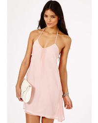 Missguided Amaka Halterneck Strappy Swing Dress In Nude
