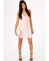 Missguided Amaka Halterneck Strappy Swing Dress In Nude