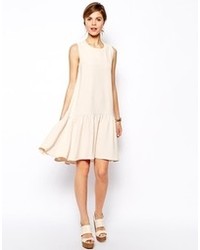 Asos Swing Dress In Texture With Dipped Hem