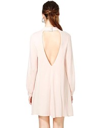 ChicNova V Neck Liner Long Sleeves Light Pink Dress