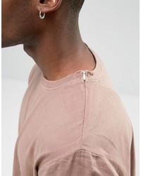 Asos Overhead Shirt In Slub Texture In Dusty Pink